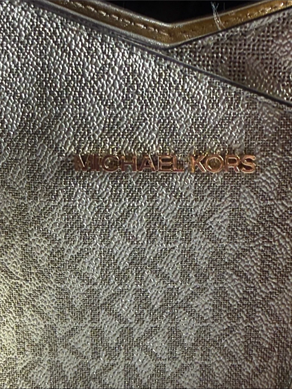 Michael Kors Metallic Gold MK Signature Shoulder Tote
